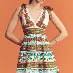 FARM Rio x Anthropologie V-Neck Tiered Mini Dress
